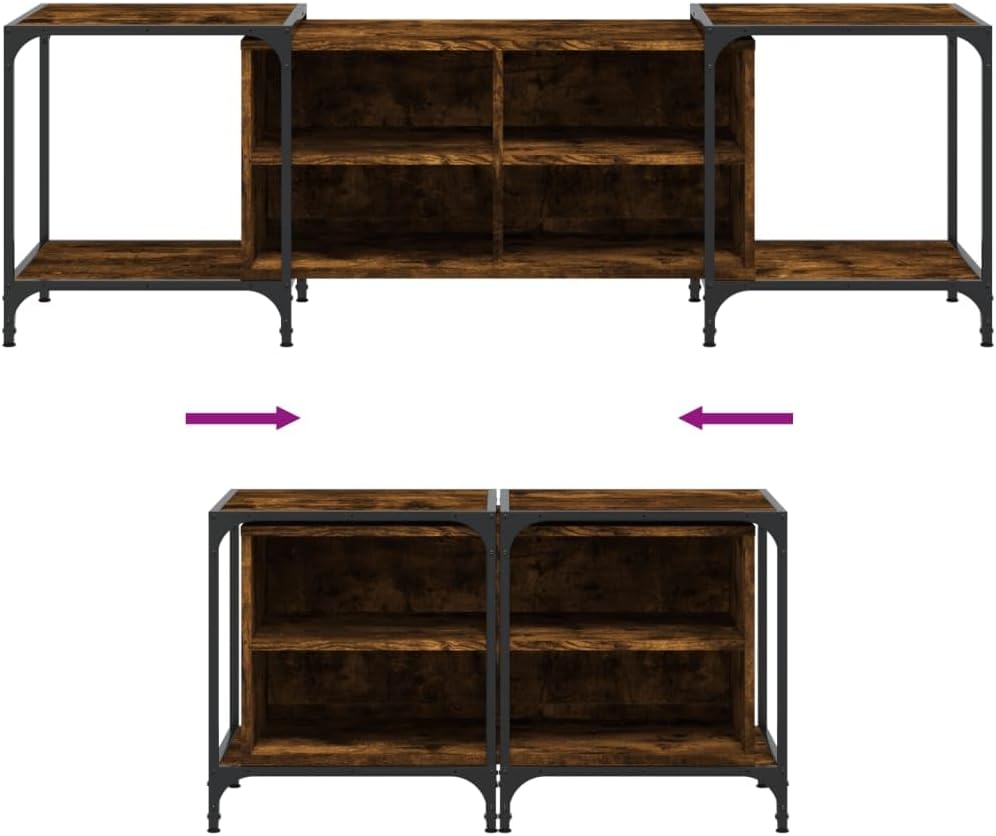 Lauuoeriau Meuble TV en chêne fumé pour maison et jardin, 153 x 37 x 50 cm, bois d'ingénierie