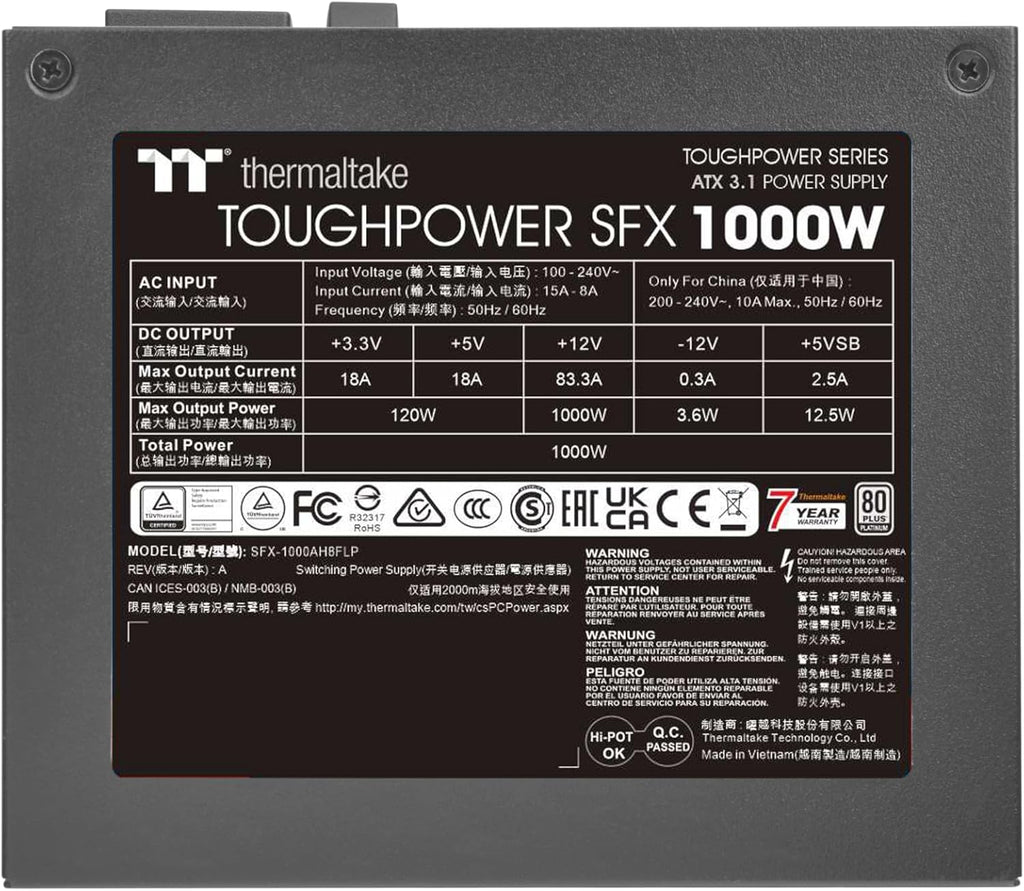 Thermaltake Toughpower SFX 1000W | ATX 3.1 | 80Plus Platinum