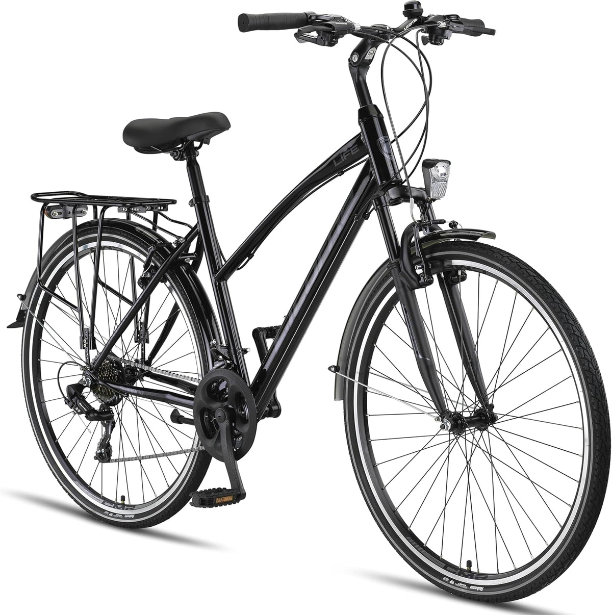Licorne Bike Vélo de trekking de qualité supérieure de 28 pouces - Pour garçons, filles, femmes et hommes - Dérailleur Shimano 21 vitesses - VTT - Cross - Life-L-V.