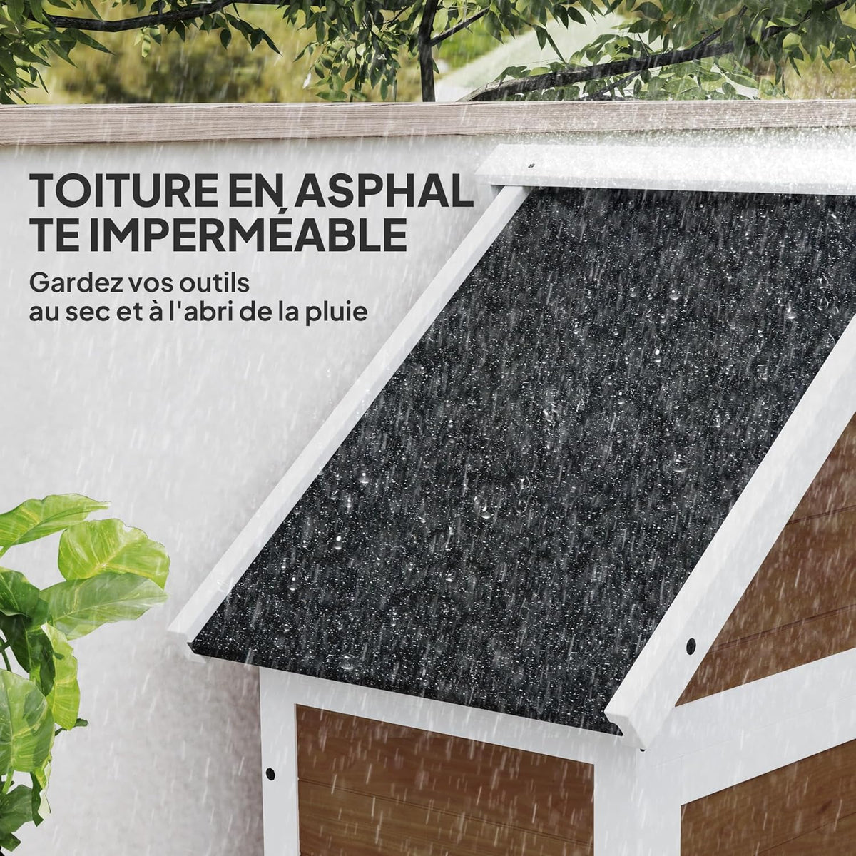 Outsunny Abri de Jardin + Armoire de Rangement en Bois, cabane de Jardin extérieur intérieur avec Toit incliné en Asphalte, étagères et Portes verrouillables, Armoire à Outils pour Balcon, Naturel