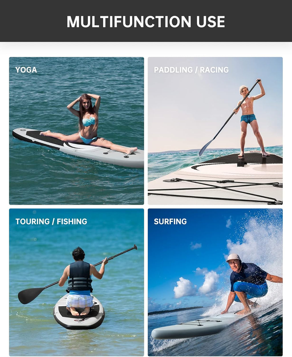 Planche à pagaie Stand Up Paddle Board Sup Planche de 15,2 cm d'épaisseur avec Accessoires ISUP et Sac de Transport et pompage Rapide pour Adultes et Jeunes pour Le Surf, la pêche, Le Yoga