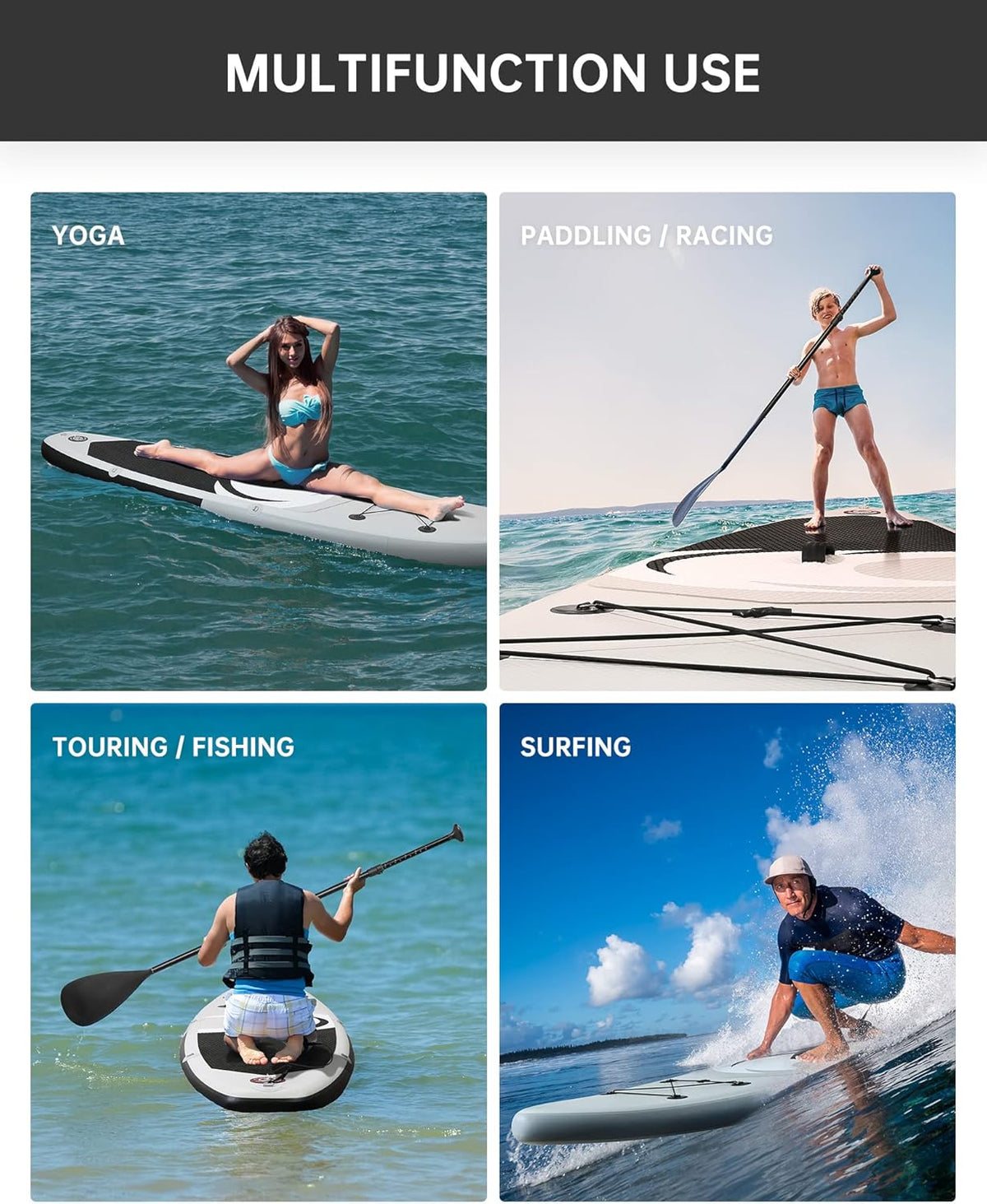 Planche à pagaie Stand Up Paddle Board Sup Planche de 15,2 cm d'épaisseur avec Accessoires ISUP et Sac de Transport et pompage Rapide pour Adultes et Jeunes pour Le Surf, la pêche, Le Yoga