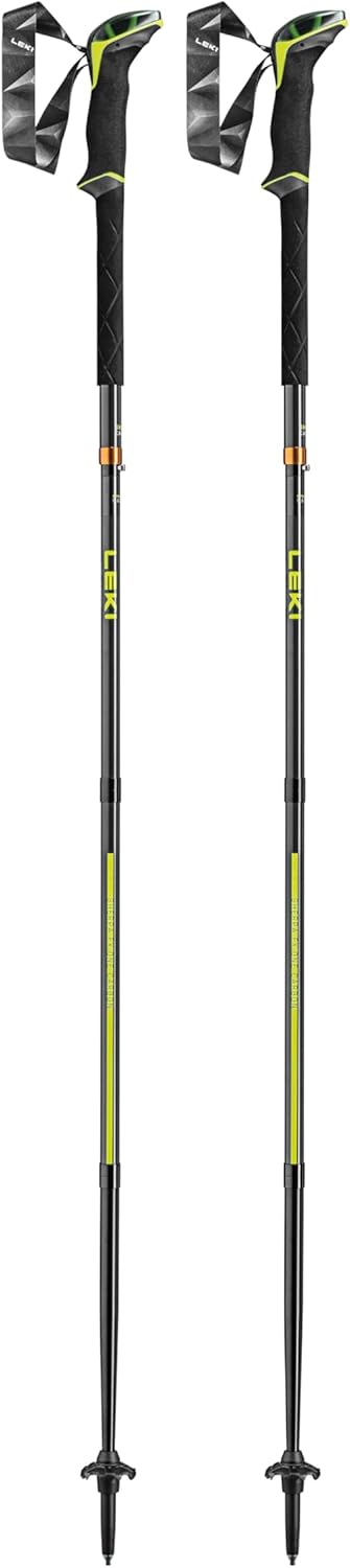 Leki Sherpa FX.One Carbon Poles, Natural Carbon, Neon Yellow-White, 140 cm