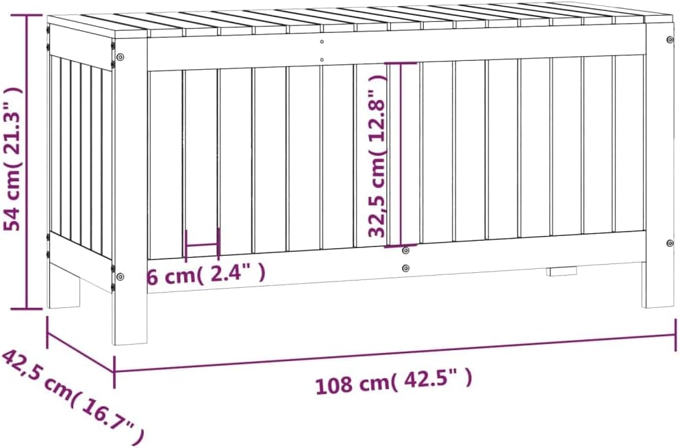 Canditree Coffre de Rangement Extérieur en Bois de Pin Massif, Coffre à Coussin Boîte de Rangement pour Jardin 108x42,5x54 cm (gris)