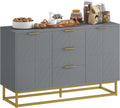 HOMCOM Buffet moderne pour salon avec 3 tiroirs, 2 portes et étagère réglable, pour salon, anti-renversement, 120 x 40 x 76 cm, gris