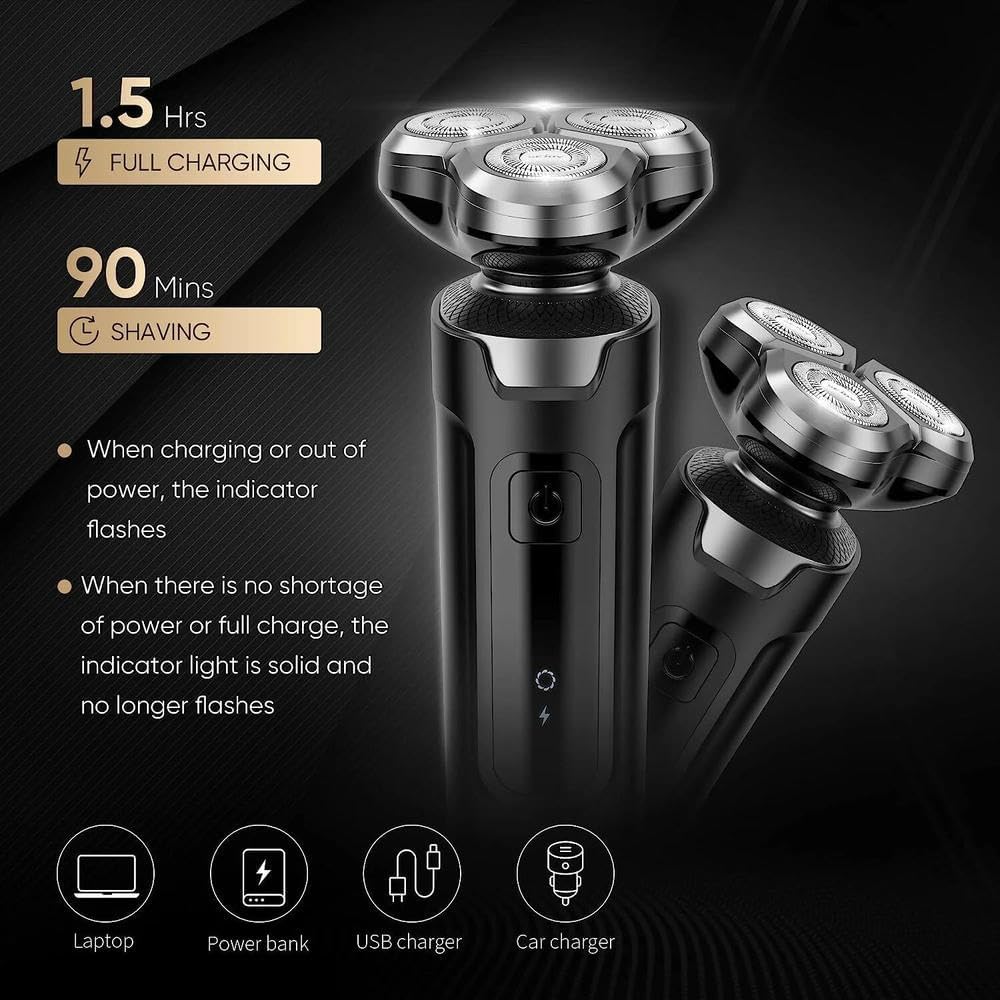 Rasoir électrique SYJYM pour Hommes, Rasoir électrique Rechargeable, Rasoir Rotatif Portable de Voyage, idée Cadeau, Tondeuse à Barbe