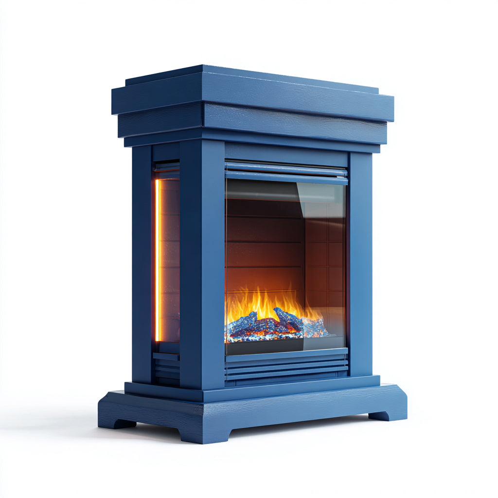 Cheminée électrique sur pied 85x30x105 cm - bleu/noir - effet flamme LED décoratif