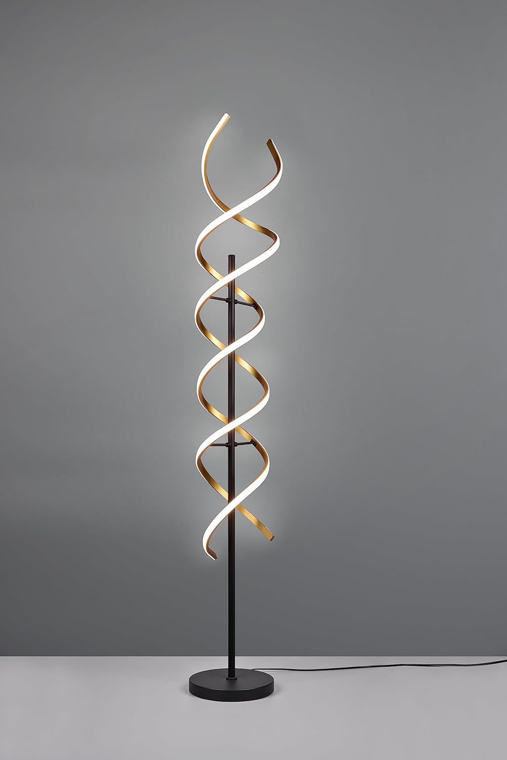 Trio, Lampadaire, Sequence incl. 1 x LED,SMD,32,0 Watt,2300+3000+4000K,4000 Lm. Plastique, Blanc, Corps: Aluminium, Laiton mat