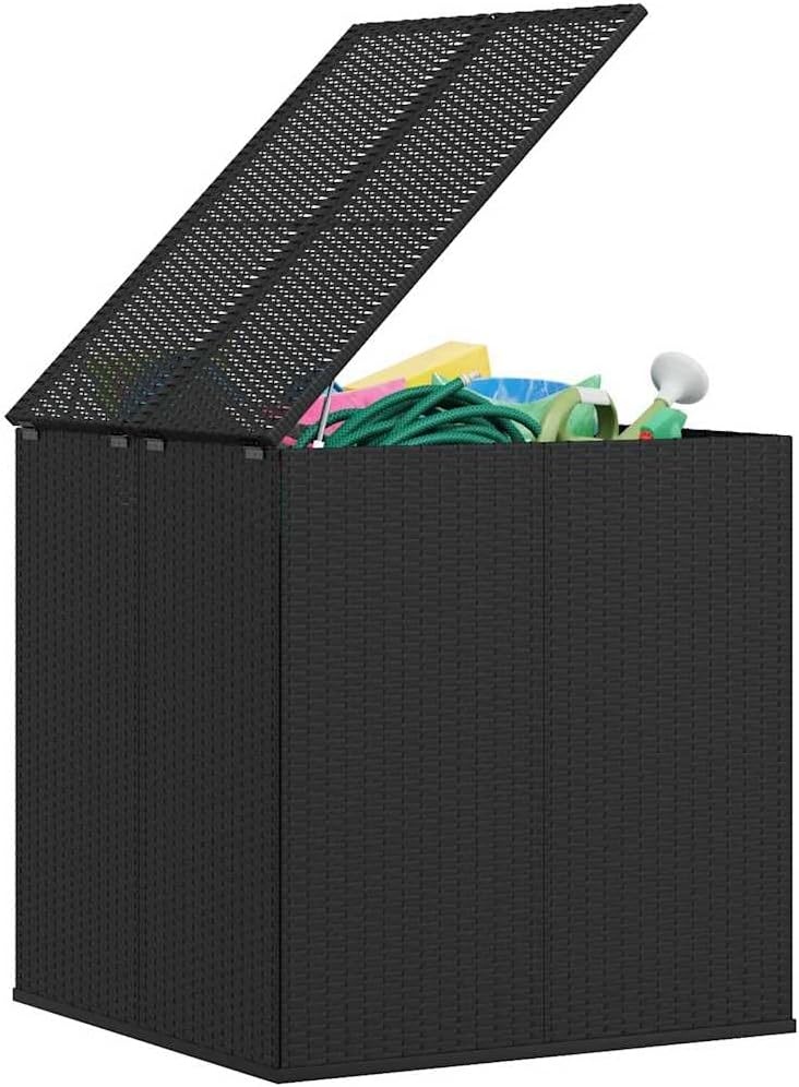 vidaXL Boîte à Coussins de Jardin Coffre de Rangement Conteneur à Oreillers d'Extérieur Patio Terrasse Résine Tressée 100x97,5x104 cm Noir