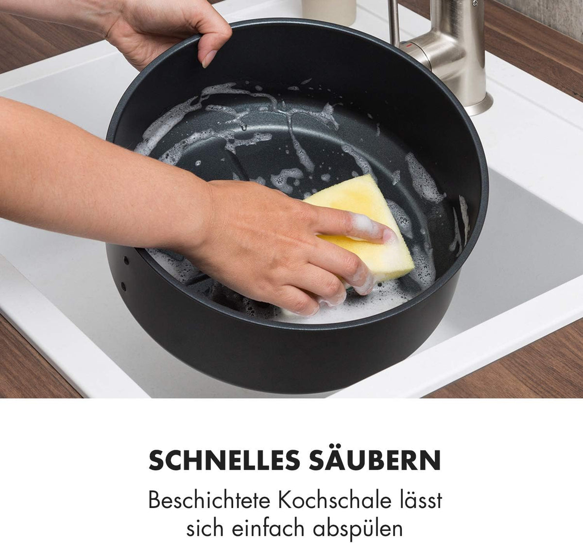 Klarstein VitAir Pommesmaster - Friteuse à air chaud, 1400 watts, Capacité de 6 litres, Cuisson sans huile, Poignée pratique, Grille pour cuire et rôtir, 50 à 240 C, Cuisson unique à 360°, Blanc