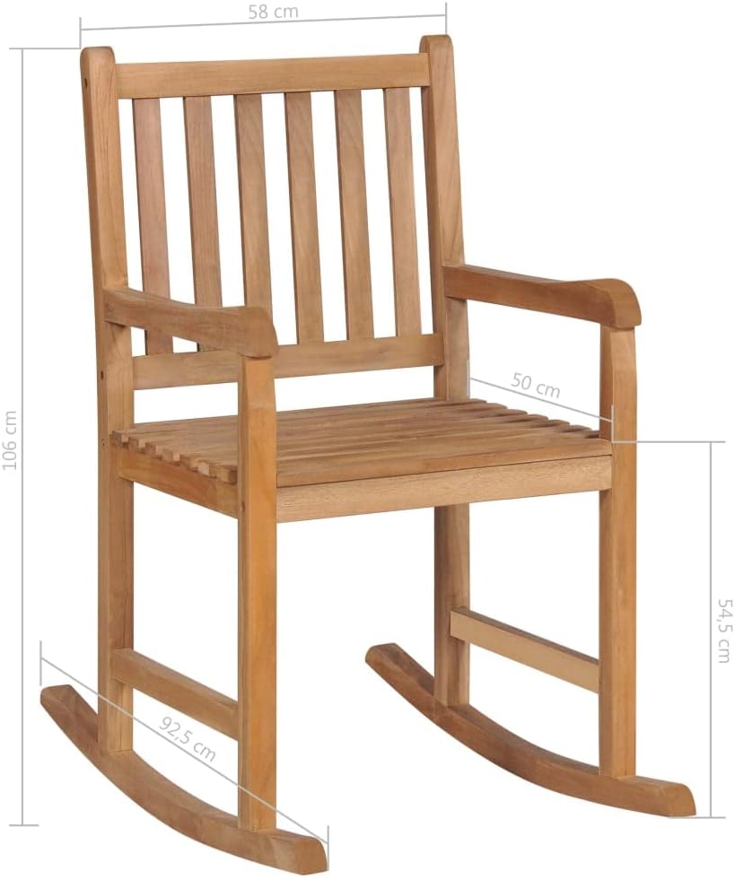 Makastle Fauteuil à Bascule Rocking Chair intérieur extérieur, Chaise Berçante à Balcon Jardin, Chaise a Bascule Fauteuil, avec Coussin Bleu Bois de Teck Solide