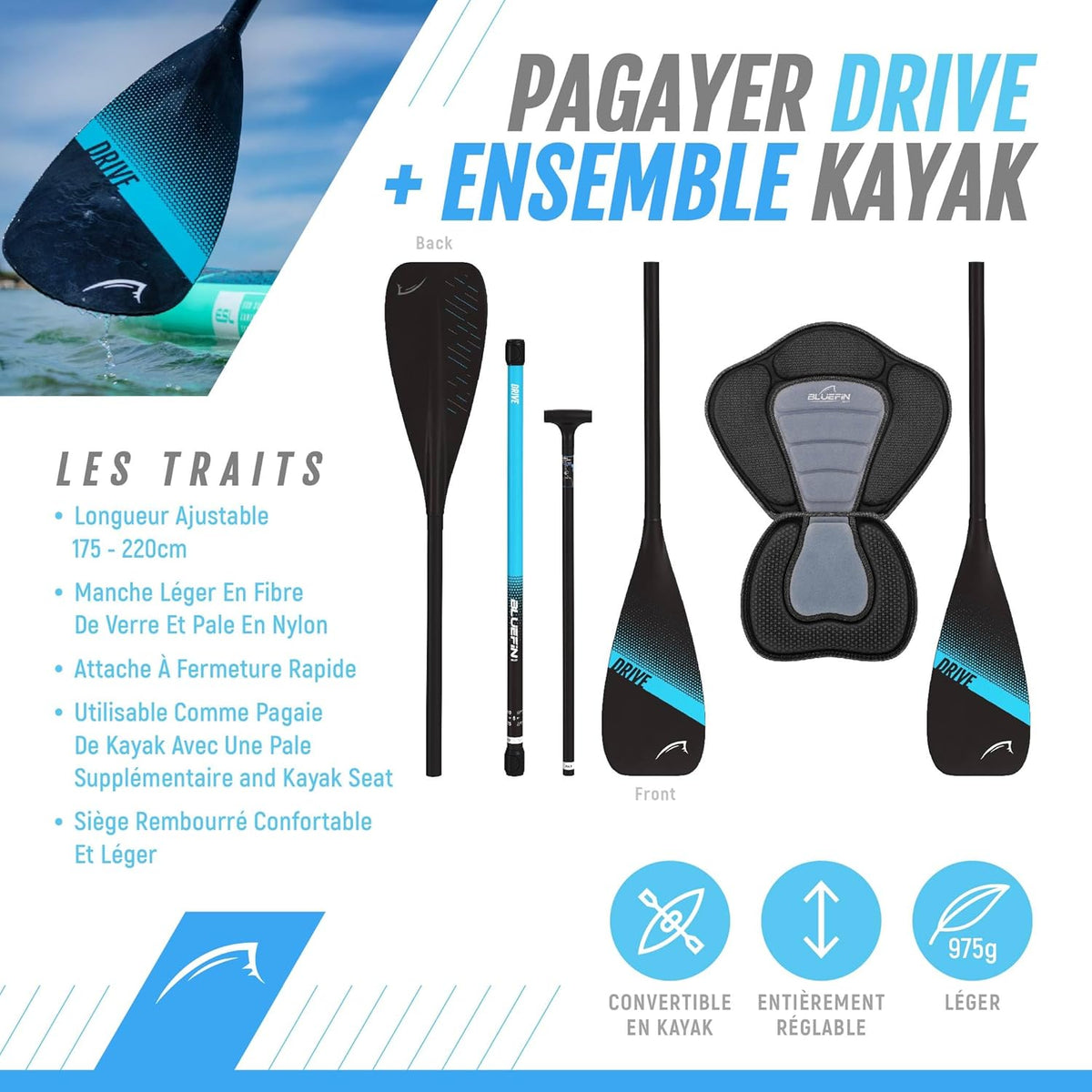 Planche Gonflable Bluefin SUP Cruise 10'8 - Planche de Sup Adulte - Facile à Transporter - Kit de Paddle Complet - Accessoires Sup Inclus