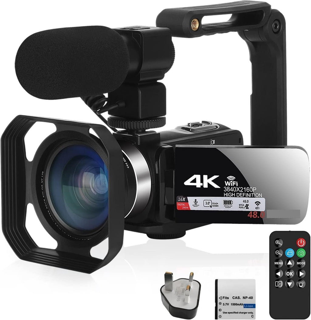 LBNVBC Caméra vidéo numérique Professionnel 4K caméscope Fill Light Vlogging Kit for Le Streaming avec 16X Zoom Photographie(32G SD Card,with Light)