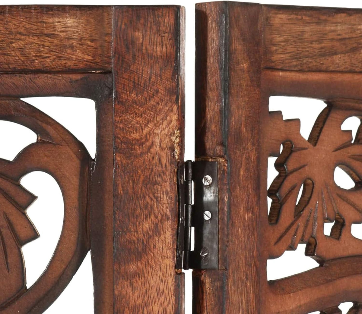 MOONAIRY Séparateur de Pièce Diviseur Ecran d'Intimité Paravent Chambre à Coucher Maison Intérieur Cloison de séparation 3 Panneaux Marron 120x165cm Bois manguier