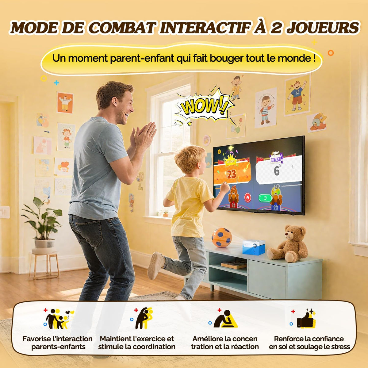 KINHANK MotionX - Console de Jeu à détection de Mouvement,Système de jeu vidéo physique interactif parent-enfant,sans Manette/mises à Jour Continues/sans abonnement,Jouet Cadeau pour Enfants dès 3 Ans