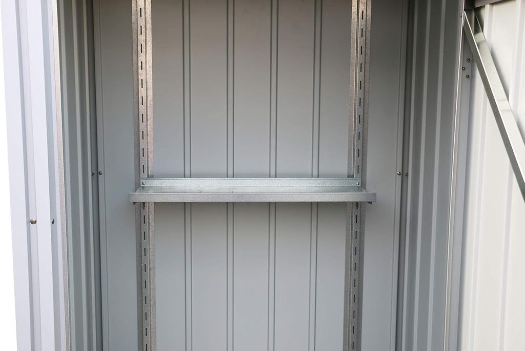 Duramax Palladium Casier de stockage en hauteur à porte unique avec lucarne avant, armoire de rangement le jardin, armoire haute pour l'extérieur, kit d'étagères réglables inclus, argenté