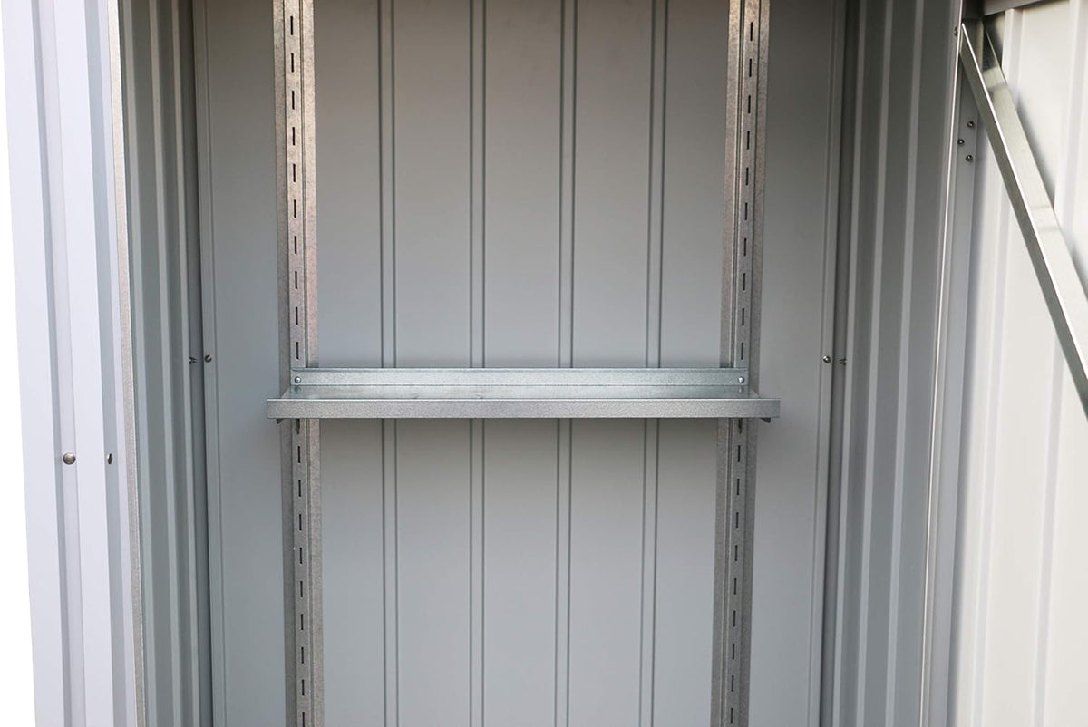 Duramax Palladium Casier de stockage en hauteur à porte unique avec lucarne avant, armoire de rangement le jardin, armoire haute pour l'extérieur, kit d'étagères réglables inclus, argenté