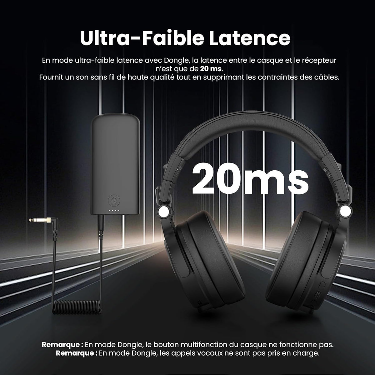 OneOdio Studio Max 1 Casque Bluetooth DJ sans fil,120 h d'autonomie,Hi-Res/LDAC Audio, faible latence de 20 ms,connexion Dongle/Bluetooth/6,35 mm/3,5 mm pour Enregistrement de Podcast, Guitare,Clavier