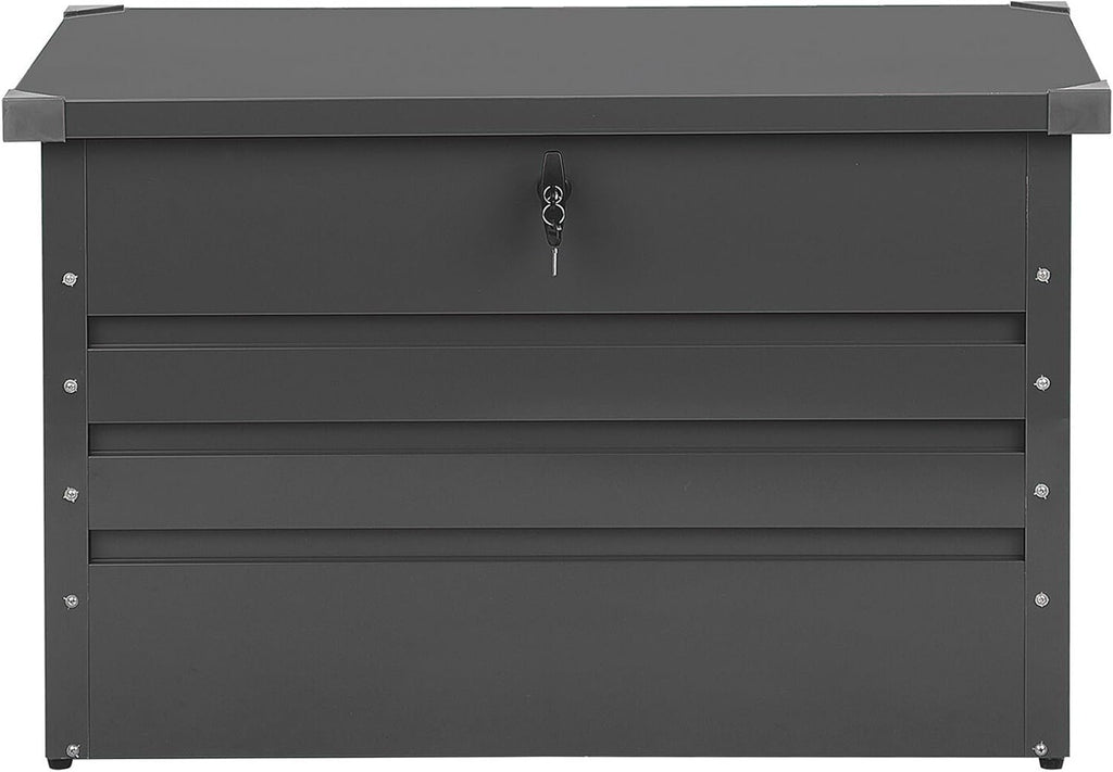 Coffre de Rangement Extérieur 100 x 62 cm 300 Litres en Acier Galvanisé Gris Foncé Idéal pour les Accessoires de Jardin Durable et Décoratif Beliani