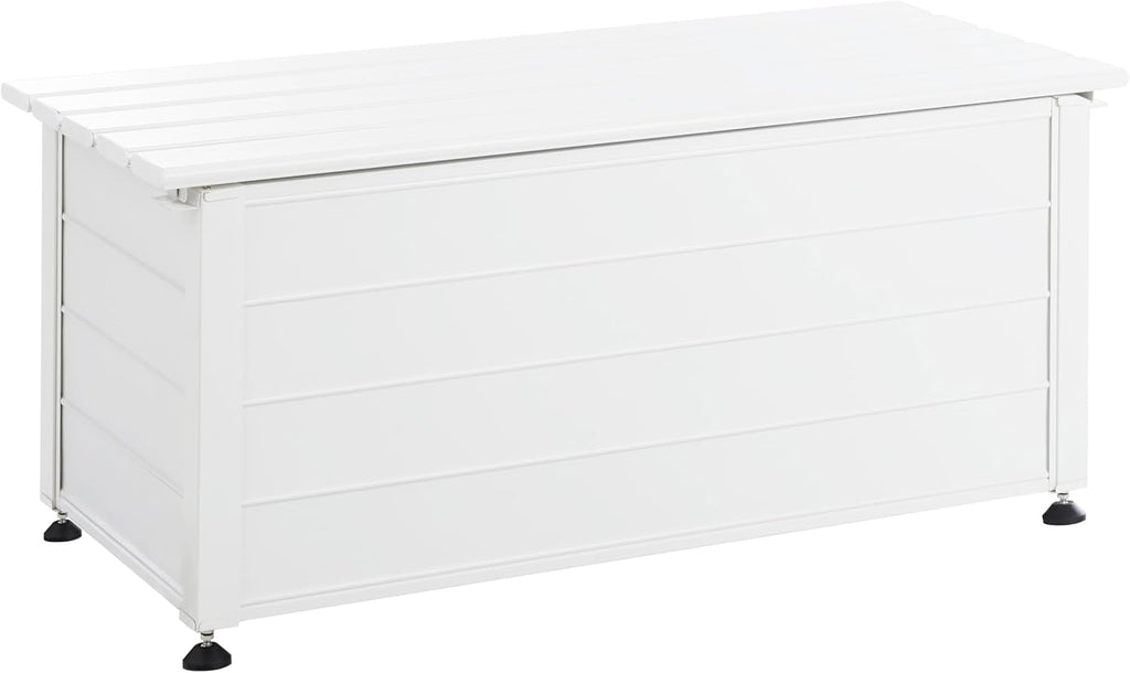 Beliani Coffre d'Extérieur de Rangement en Aluminium 113 x 50 cm Meuble de Jardin Blanc Campalto