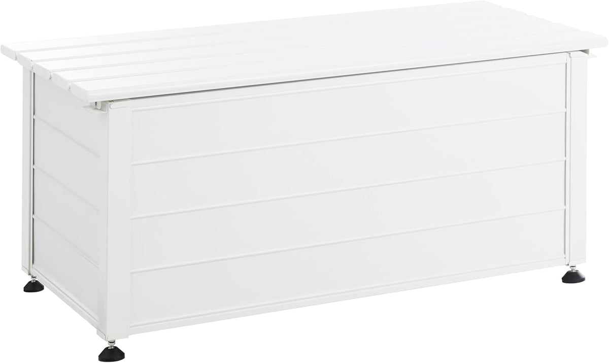 Beliani Coffre d'Extérieur de Rangement en Aluminium 113 x 50 cm Meuble de Jardin Blanc Campalto