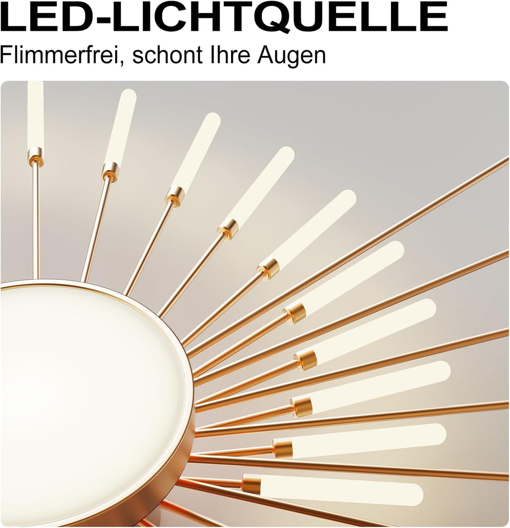 RRBEST Plafonnier LED Moderne Pour Salon,Acrylique Luminaire Plafonnier,Intérieur Design lampes de décoration pour salon chambre à coucher et salle à manger Or,42+1 Tête