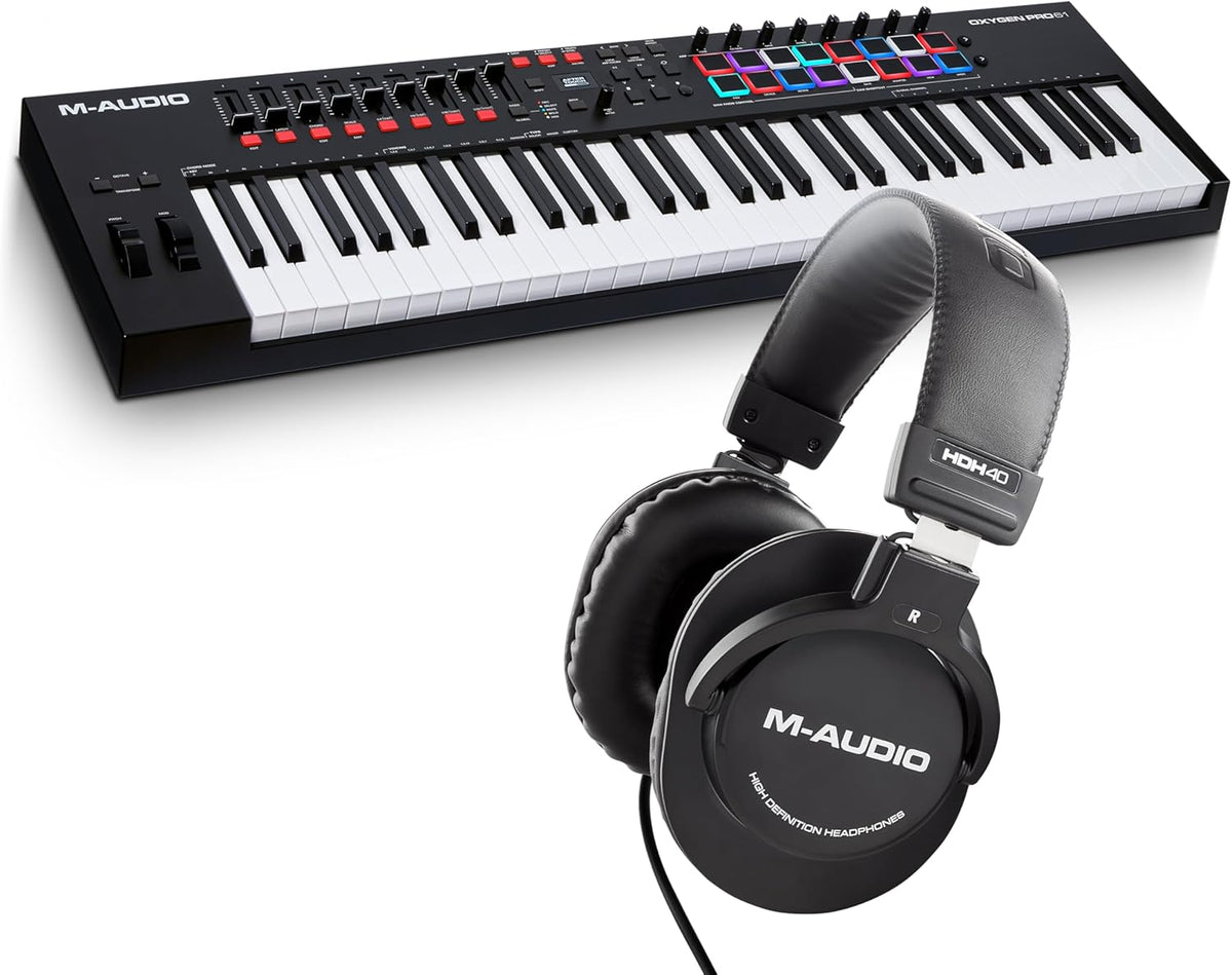 M-AUDIO Pack Contrôleur MIDI Oxygen Pro 61 avec Casque pour Enregistrement Studio, Production Musicale, Podcasting, Streaming