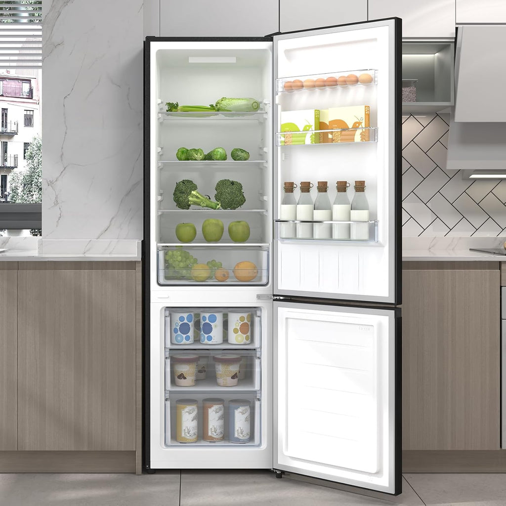 CHIQ Réfrigérateur congélateur bas FBM260L 262L (187+75), Low frost, Acier inoxydable, Portes réversibles, 39 db, 12 ans de garantie sur le compresseur