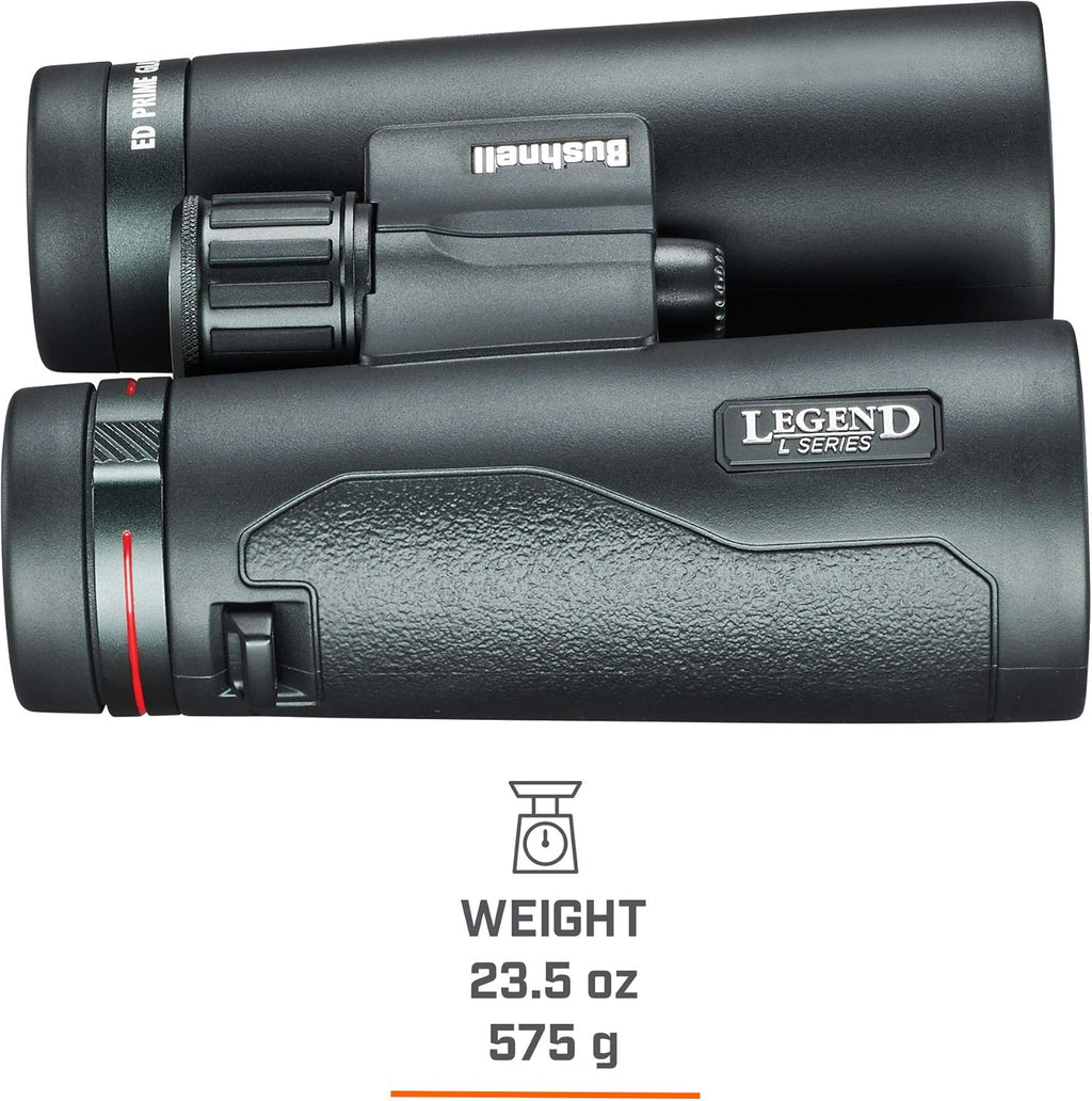 BUSHNELL - Jumelle pour Adultes - Legend L - Series 10x42 - Noir - Vision Nette et Lumineuse - Étanches - Robuste - Prisme en Toit - 197104