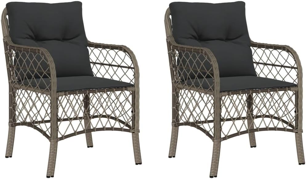 ShGaxin Chaises de jardin avec coussins 2 pièces grises en polyrotin, chaises de jardin, chaises d'extérieur, chaises pour table de jardin, 365155