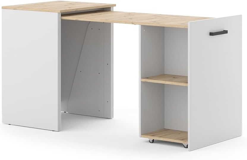 Vicco Bureau Adam, Greige/Chêne Artisan, 60 x 50.4 cm Extensible