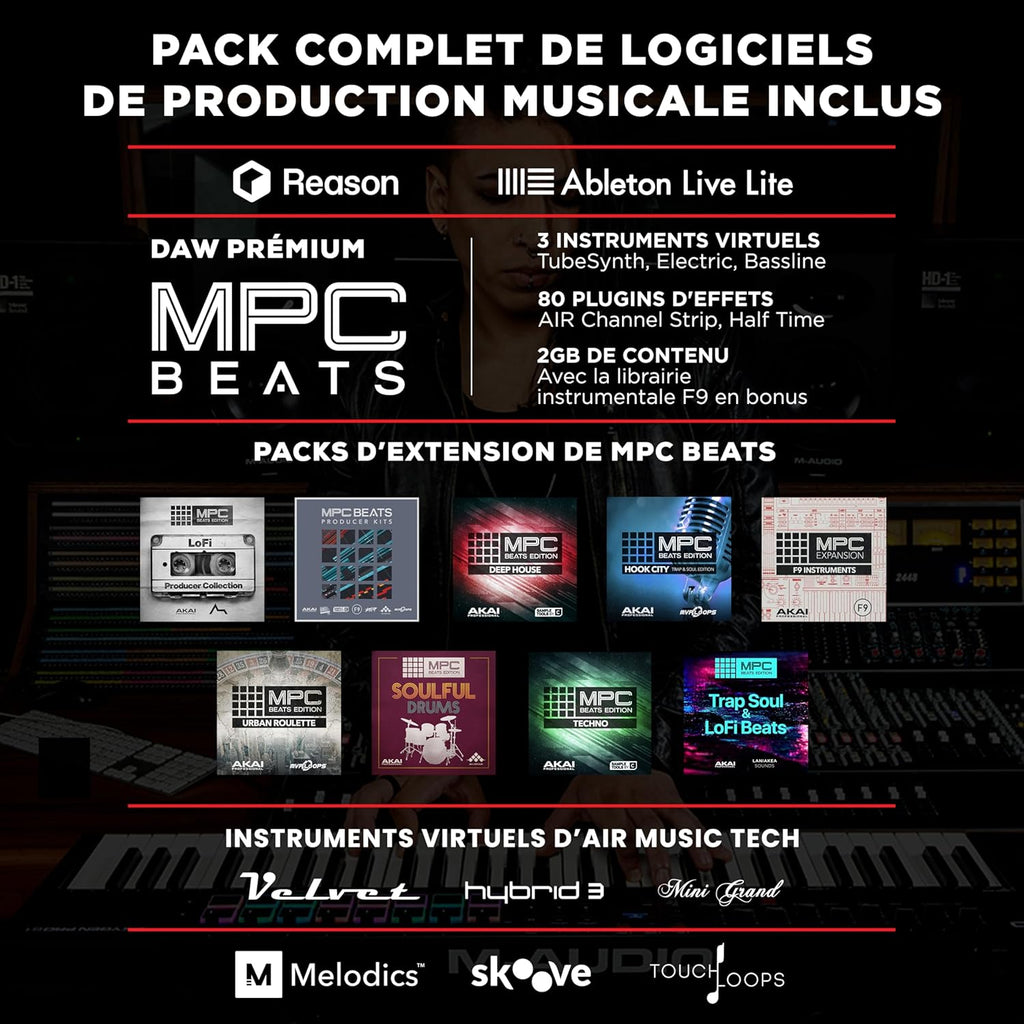 M-AUDIO Oxygen Pro 61 – Clavier maître USB-MIDI 61 touches avec pads, potentiomètres, boutons et faders assignables MIDI et pack de logiciels inclus