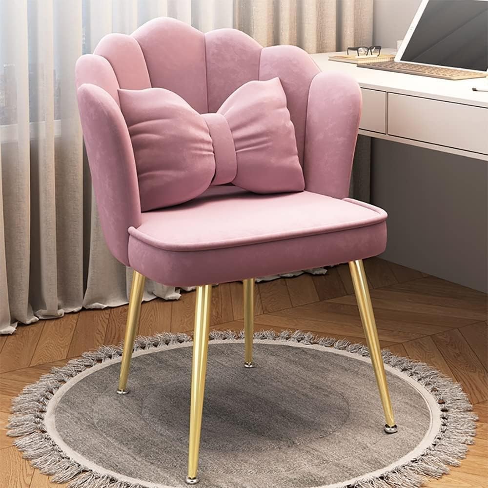 Tabouret à dossier moderne du milieu du siècle avec siège rembourré doux pour salle à manger, chambre à coucher ou coiffeuse – Chaise élégante festonnée confortable pour décoration d'intérieur