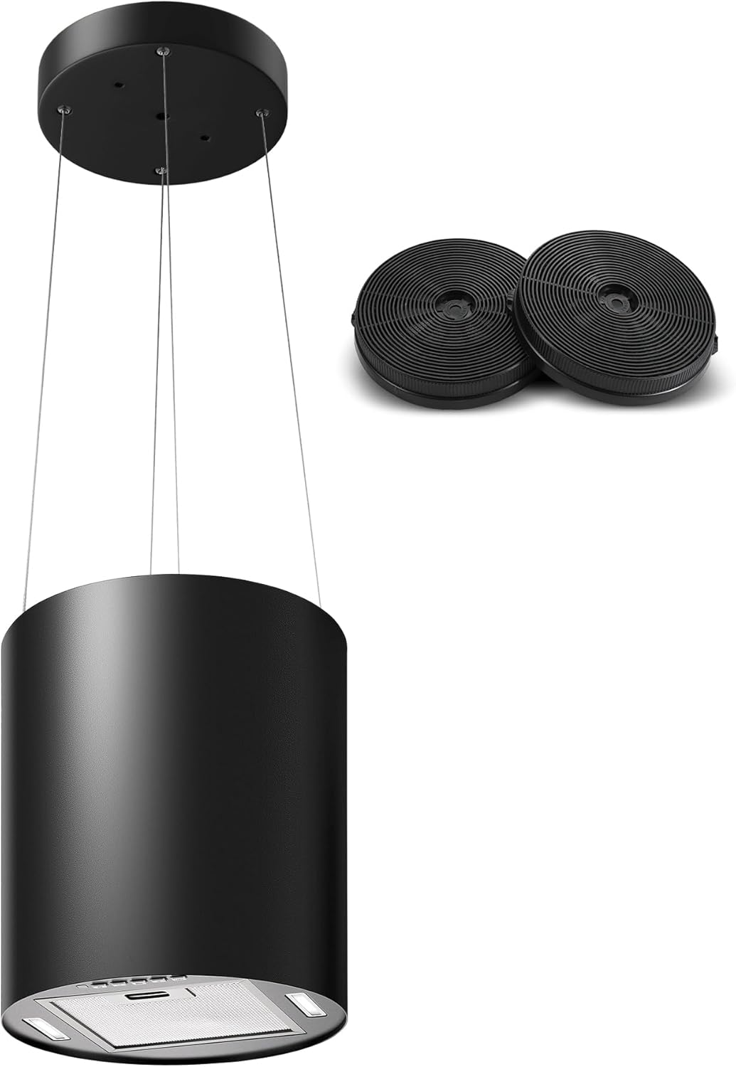 SNDOAS Hotte Aspirante, Hotte Suspendue 35cm avec 2 Filtres à Charbon, Débit d'Air Puissant 700 m3/h, 3 Vitesses, Arrêt Retardé 5 minutes , Éclairage LED, Noire