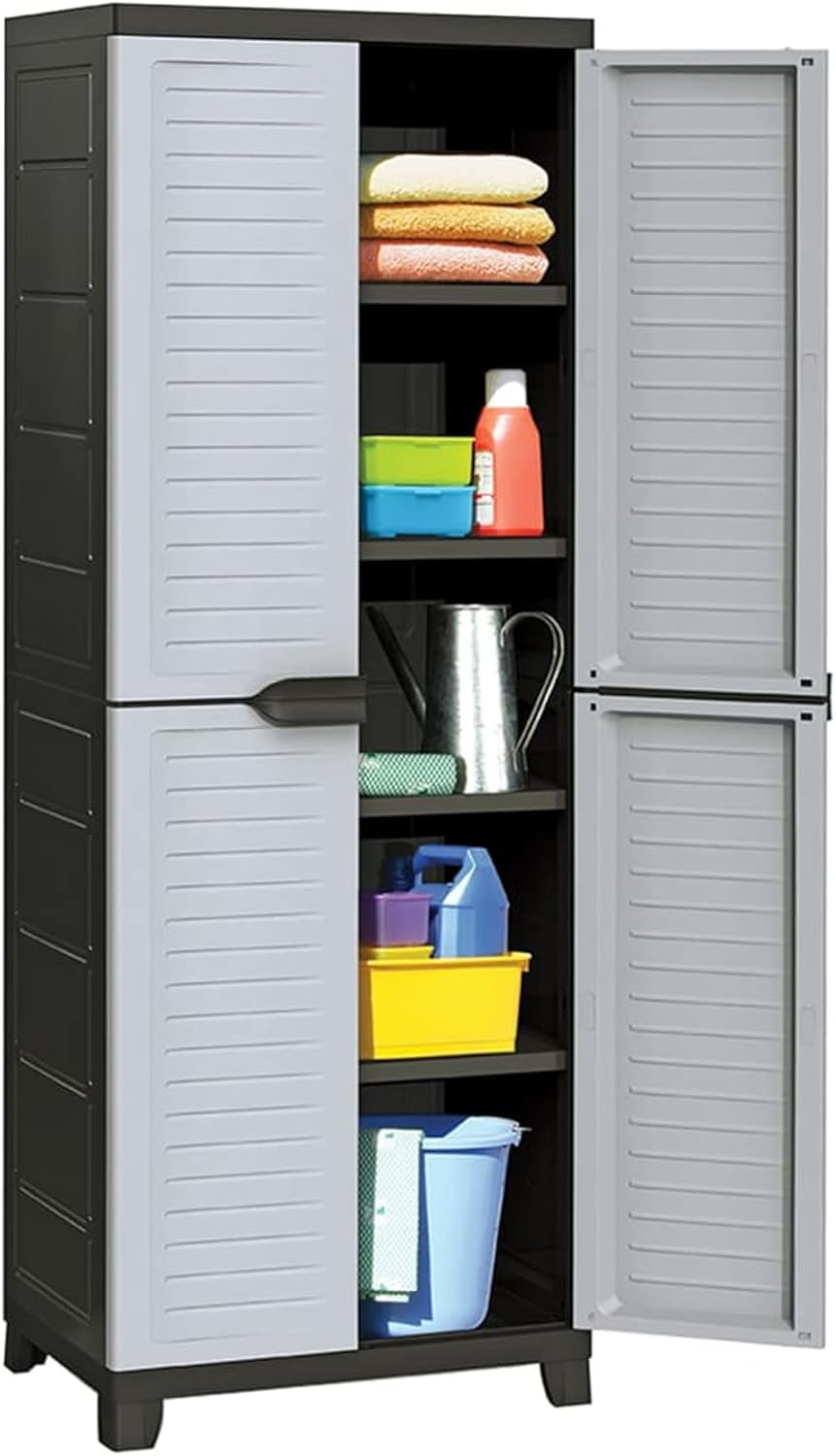 Homgoday Armoire en plastique 65 x 45 x 181 cm Armoire haute rangement intérieure et extérieure résistante à l'eau