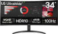 LG UltraWide 34WR50QK-B Ecran PC Ultra Large 34" - Dalle VA résolution QHD (3440 x 1440), 5ms GtG 100Hz, HDR 10, sRGB 90 pour cent (CIE1931), inclinable, Mode Portrait