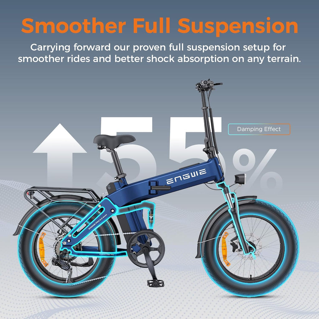 ENGWE E Bike Vélo Pliable, Batterie 48 V 15 Ah Jusqu'À 130 km, Capteur De Couple Et Conception Pliable avec Freins Hydrauliques Et Application pour Tous Les Terrains, Engine Pro 3.0 Boost
