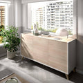 Dmora - Buffet Salon Moderne 3 Portes 155x43h75 cm Chêne Blanc