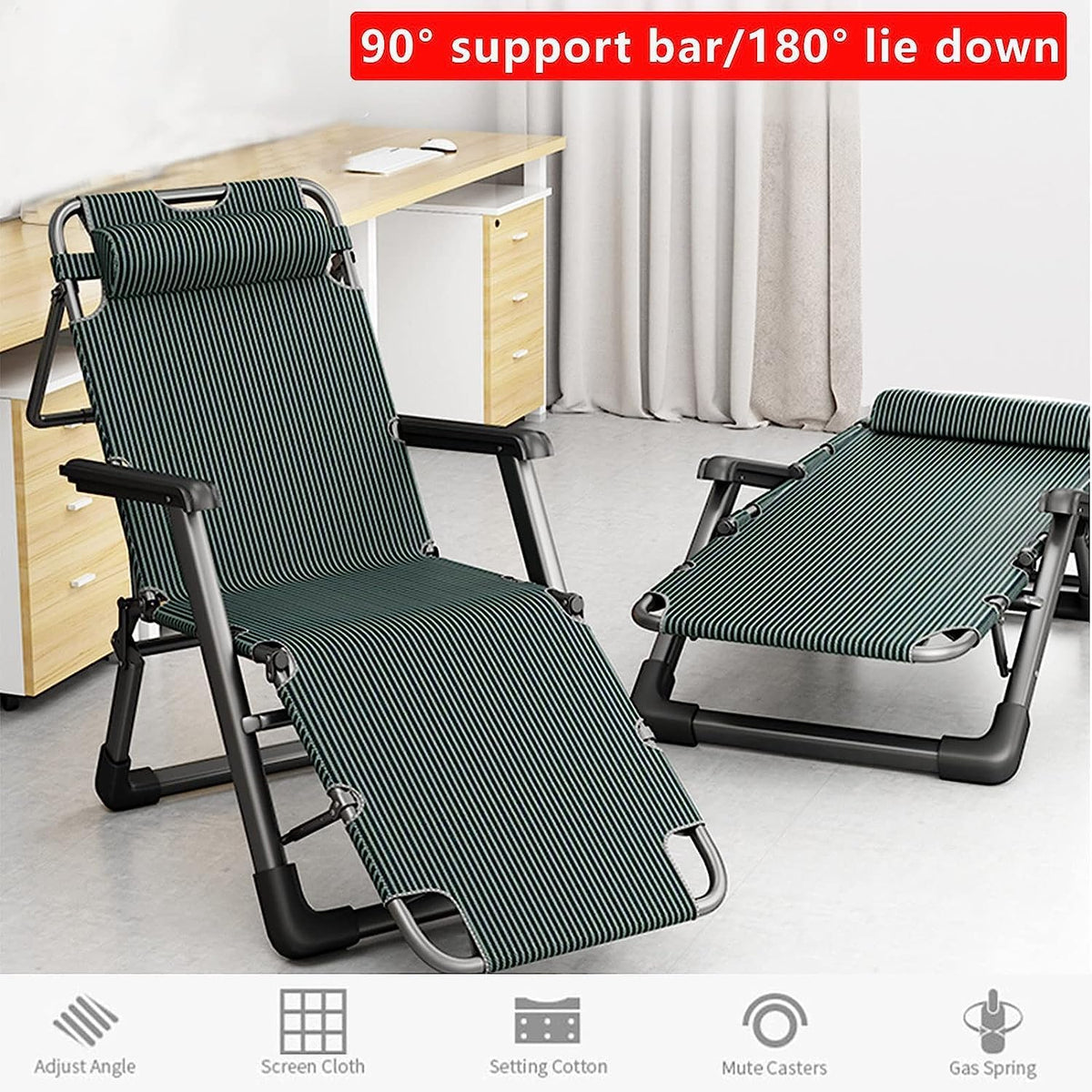 DANNMPX Chaise Longue Zero Gravity Sunlounger Réglage À 2 Vitesses Chaise Pliante Portable avec Appuie-tête Longue pour Intérieur Extérieur Pliante Relaxation B