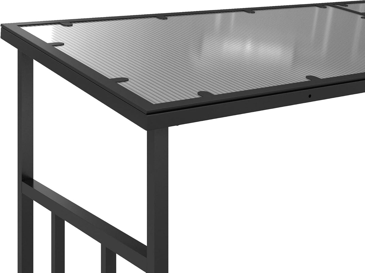 Outsunny Abri-bûches, range-bûche, charge maximale 2000 kg, avec housse de protection imperméable et toit en polycarbonate, abri bois de chauffage, 185 x 62 x 184 cm, cadre en métal, noir