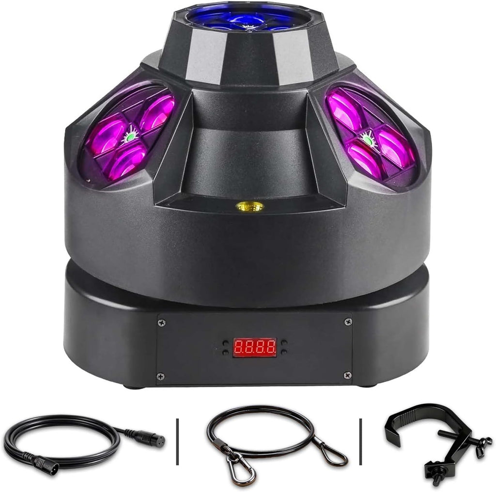 DJ Party Light, 200 W RGBW 4 en 1 LED DJ Stage Lights, DJ Lights avec rotation infinie et son activé pour mariage DJ Party et Live House