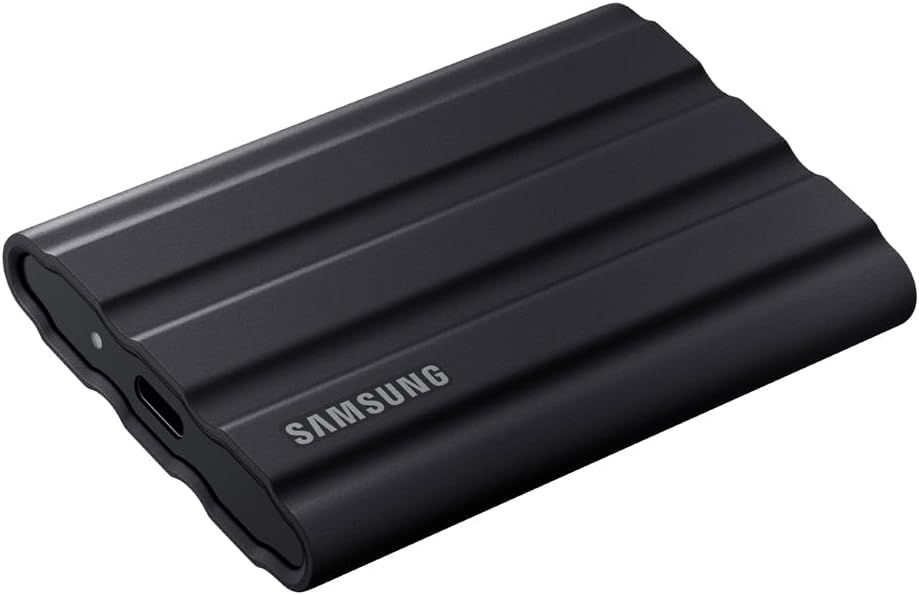 SSD Externe T7 Shield, 2 To, Noir, MU-PE2T0S/EU, vitesse de lecture/écriture jusqu'à 1050Mo/s, USB 3.2 Gen 2