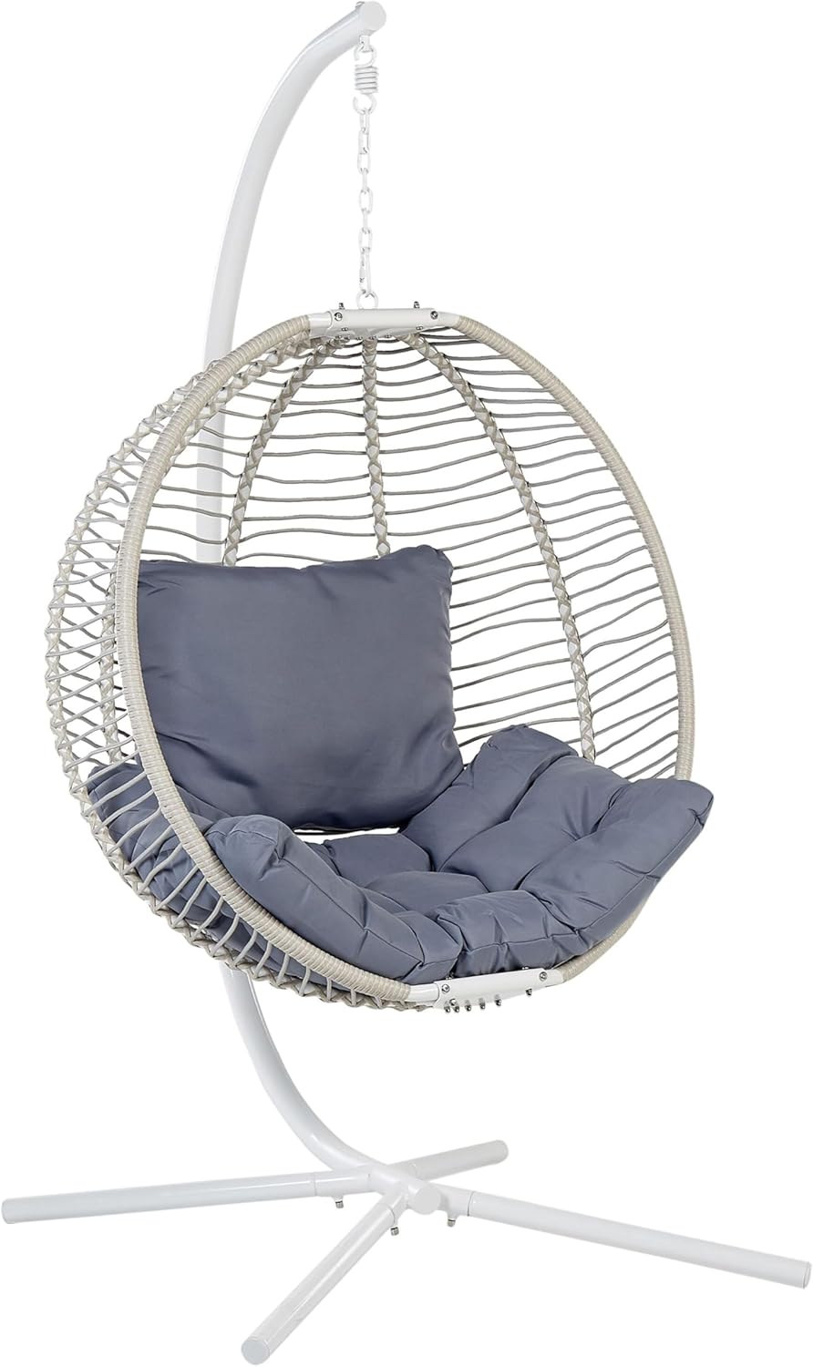 Fauteuil Suspendu avec Support Blanc Résistant aux UV pour Intérieur Extérieur Arco