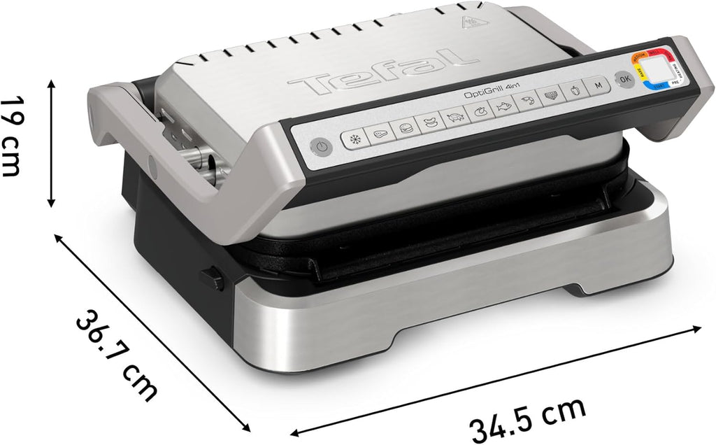 Tefal Optigrill 4 en 1, Grill intelligent, fonctions bbq, Four et repas complet, 9 programmes, Mode manuel, Ouverture 180°, 4 personnes, GC776D10