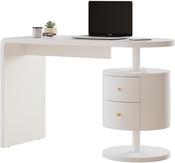 Vicco Bureau Lara, Blanc Haute Brillance, 120 x 50 cm avec 2 tiroirs