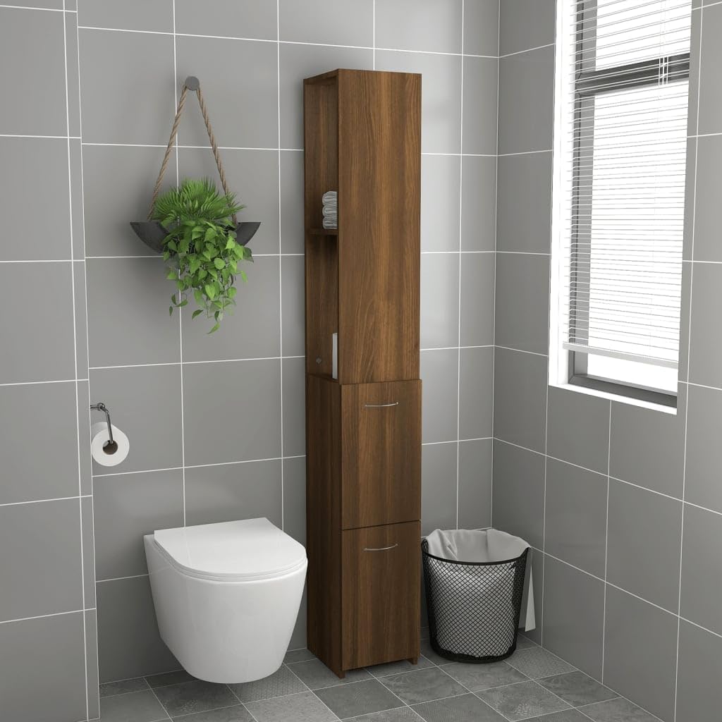 LLEZKBR Ensemble de meubles de salle de bain - Armoire de salle de bain - Chêne marron - 25 x 26,5 x 170 cm - Bois d'ingénierie