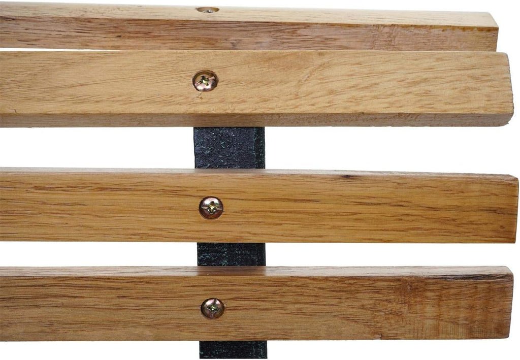 Banc de Jardin HWC-F97, Banc du Parc, Banquette en Bois, Fonte, 3 Places, 122cm, 22kg - Marron Clair