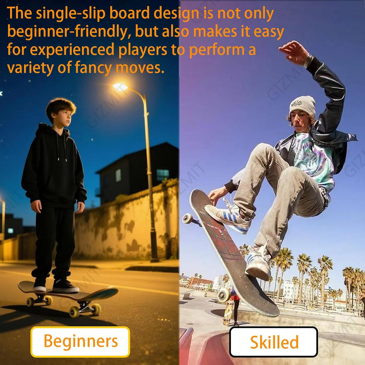 GIZMIT Skateboard électrique Tout-Terrain, Longboard électrique avec télécommande, Moteur de moyeu de 450 W, Vitesse maximale de 24 km/h, autonomie de 13,2 km, 3 Vitesses réglables