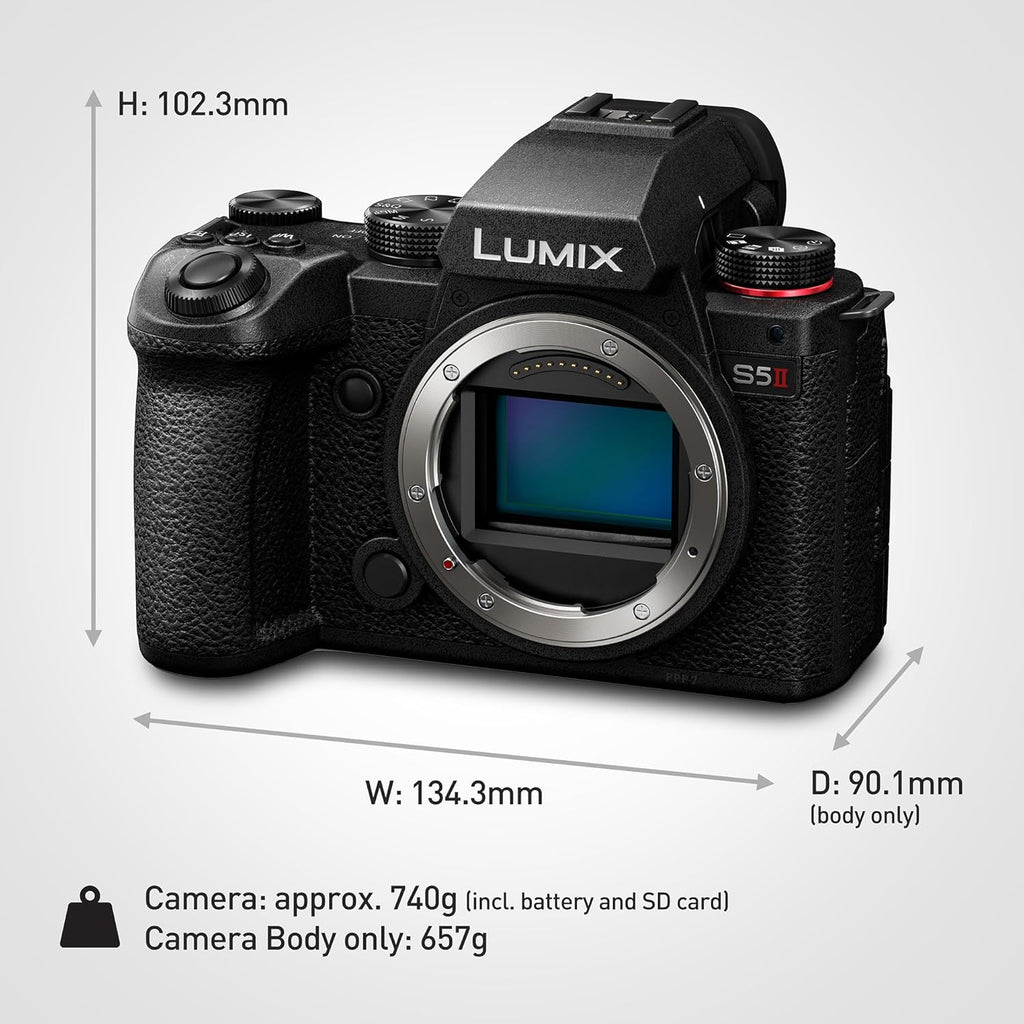 Panasonic Lumix S5M2 I Appareil Photo Hybride Plein Format (24MP, Autofocus Phase, Double Stabilisation, Vidéo 6K 10bit illimité, Rafale AFC 30ips, Tropicalisé) – Version Française