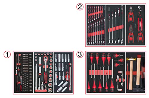 KS outils 714.0158 Composition d'outils 3 tiroirs pour servante, 158 pièces